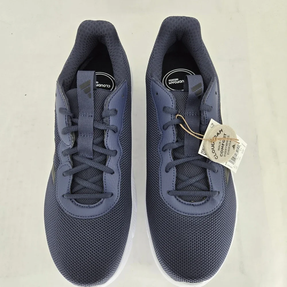 Adidas Cloudfoam Flex Laces Mens 10 Wide Navy Blue Running Shoes HQ4853 New
